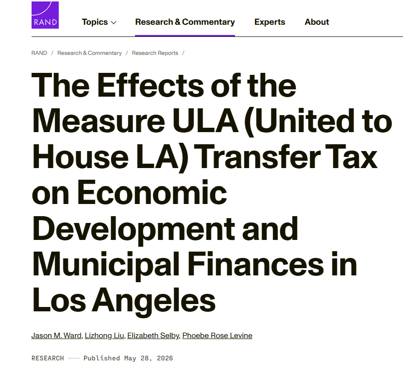 RAND study on Measure ULA mansion tax results